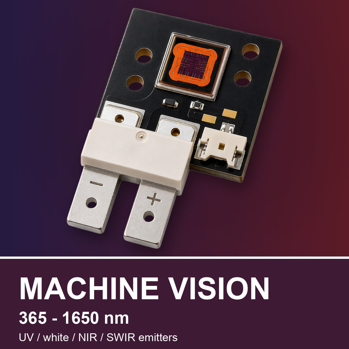 REVOX machine vision LED emitters, 365 to 1650 nm, UV to SWIR