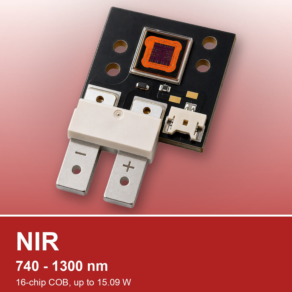 REVOX NIR COB LED emitters, 740 to 1300 nm, 16-chip arrays